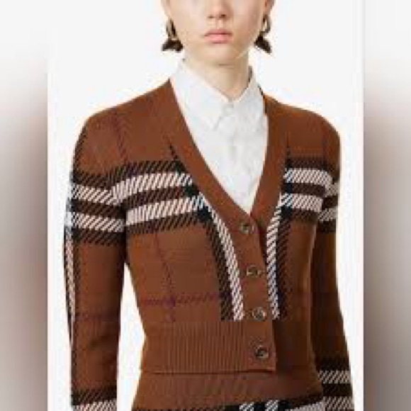 Burberry Tan Checkered Cardigan Women's - Picture 5 of 11